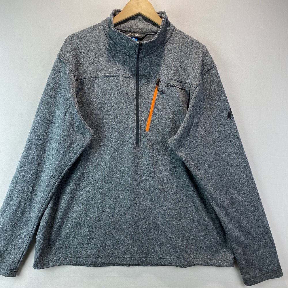 Eddie Bauer First Ascent 1/4 Zip Pullover Mens XL Gray Heathered Chest Pocket